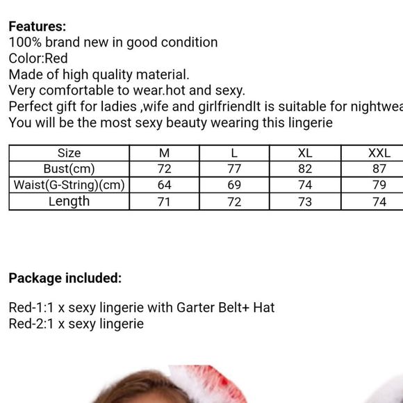 Mesh-Fuzzy-Trim-Garter-Costume-Set-Hat-Bra-Set-Christmas-Cosplay-Sexy-Lingerie - Picture 11 of 11